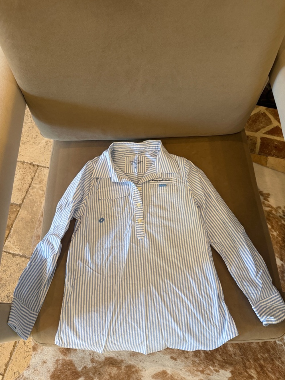 Vineyard Vines Striped Blue & White Button-Up Shirt Dress